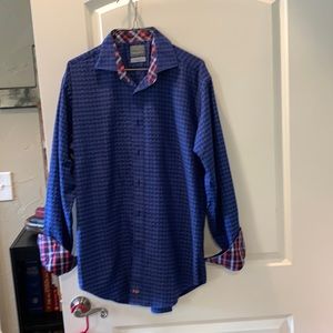 Men shirt large Thomas Dean cold alt blue check